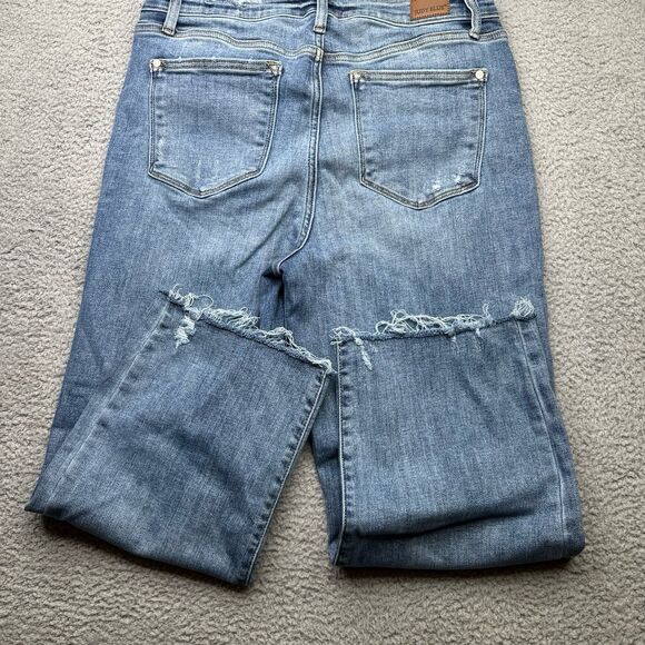 JUDY BLUE Celeste High Rise With Distressed Crop Wide Leg Sz 13/31 - Picture 7 of 8
